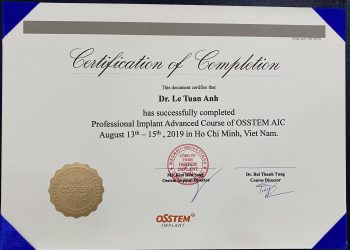 International Certificate: "Advanced Implant Surgery (Sinus Lift) Implantation"