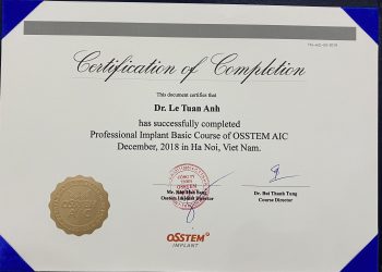 International Certificate: "Basic Implant Surgery Standard Achieved"